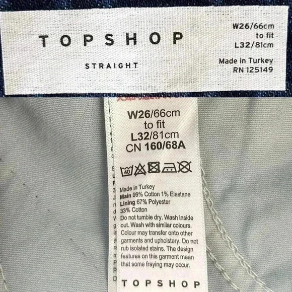 Topshop Straight Leg Jeans High Rise Ankle Crop Dark Blue Denim Size 26 - Picture 10 of 15